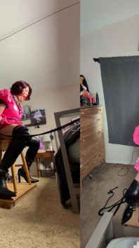 Sissy Candy in Self Bondage with Huge Dildos