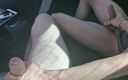 Femboy vs hot boy: Public în mașină turnând spermă fierbinte de la sculele noastre mari...