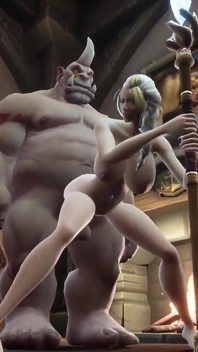 Gümüş saçlı seksi cadı ogre yarağı arkadan alıyor | Warcraft Porn Parody