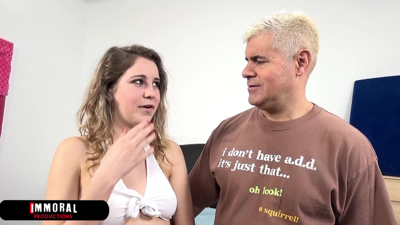 Immoral Productions: Kinsley Eden, 19-year-old Super Freak Swallows Sperm at Her Casting - Immoral...