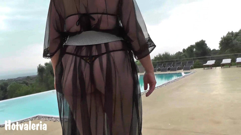 Hotvaleria: In the negligee by the pool