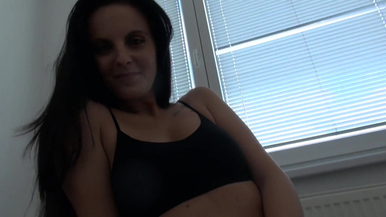 All Those Girlfriends: Brunette beauty Tara Tattoo is sitting on the yoga ball...