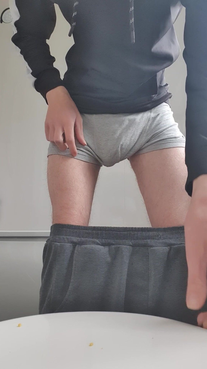 Adamross: Skinny Twink Bending Over and Playing with Cock Close up