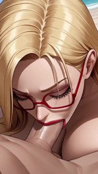 Rubia mamada en la playa, Animación Ai