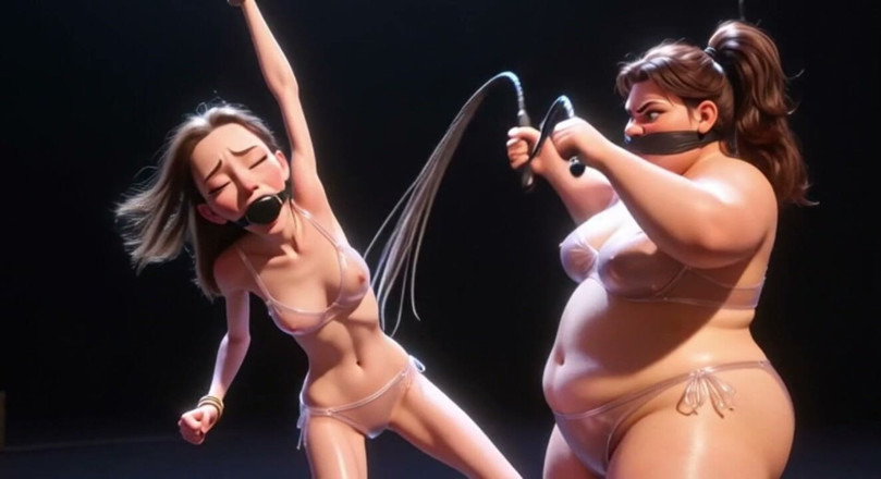 YOUR BEST FANTASY: SSBBW Dominiert Dünnes Mädchen Mit Peitsche - Intensive Demütigung