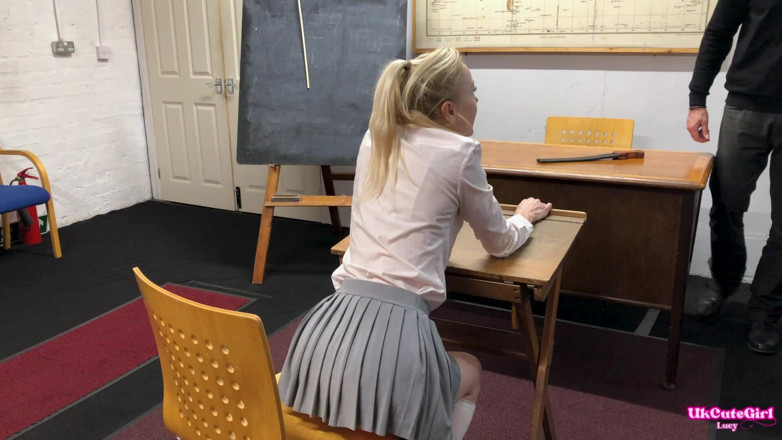 UKCuteGirl: Student Lucy Lauren Bent Over Desk for Hard Spanking