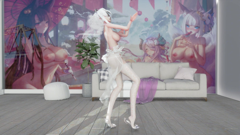 MikuMotion: 나는 화이트 스타킹을 멈출 수 없다; 에로 웨딩 드레스; 스트립쇼