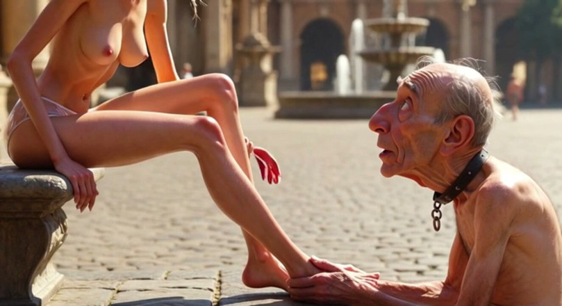 YOUR BEST FANTASY: Submissive Man Worshipping Mistress Feet in Plaza