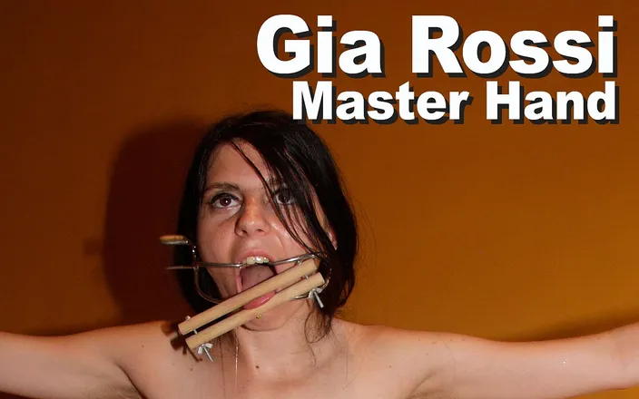 Picticon bondage and fetish: Gia Rossi &amp; Master Hand BDSM gagged clamped pee whipped