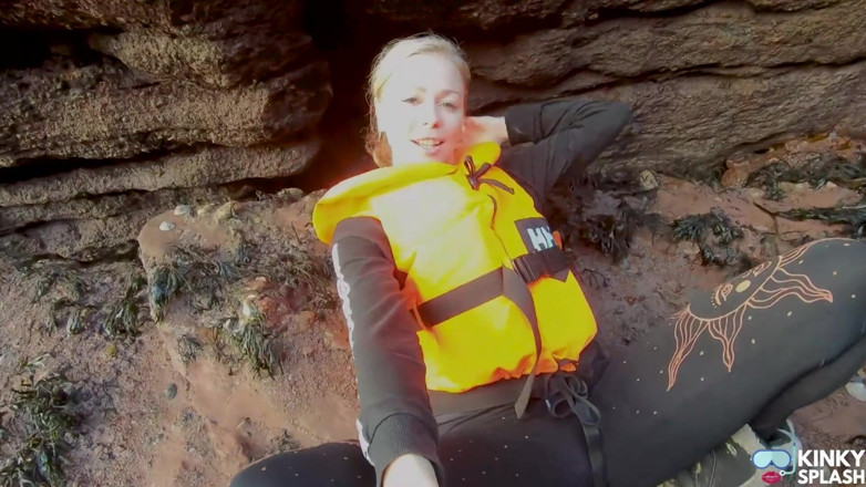 UKCuteGirl Lucy Lauren: Bright Orange Helly Hansen Life Jacket Strap Play