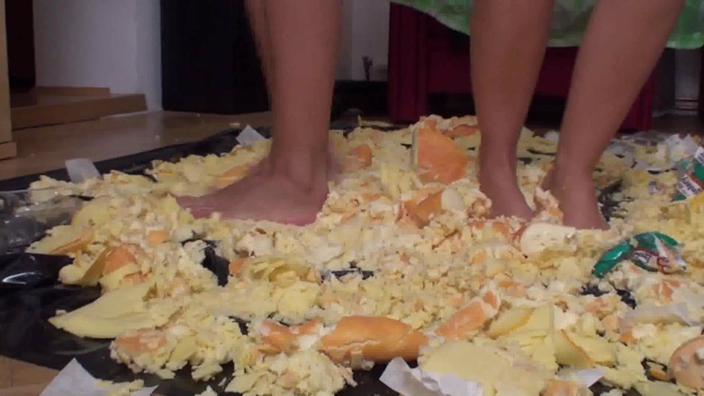 Foot Girls: Sluts Trampling Food in the Living Room