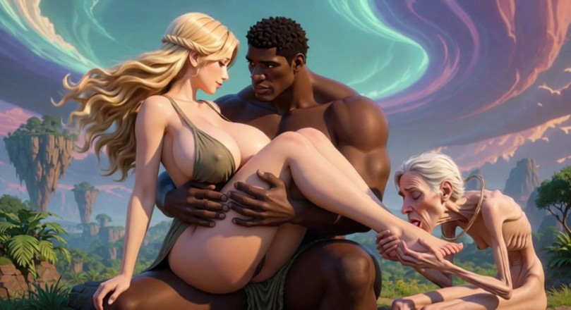 Anime Hentai: 90 yaşındaki nine ayak kölesi - zenci adamın kucağında kızın ayaklarını...