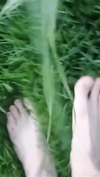 Jon Arteen in Short Shorts Walks on Grass Barefoot, Shows His Boy Soles, Smiles for You