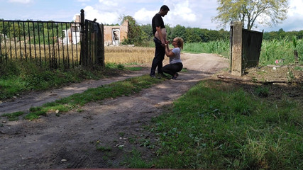 CharnElle: Risky blowjob near ruined factory