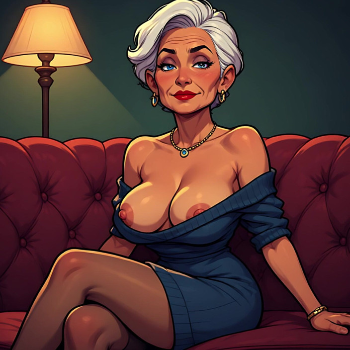 AI Porn: Stijlvolle cartoon rijpe tieten bloot