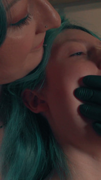 Dirty Sock Gag Hand Over Mouth - Stepmom Punishes Skinny Stepdaughter in the Kitchen