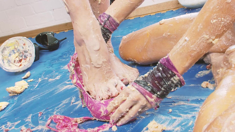 DARVASEX: Lesbians Smeared Scene-1_two Blonde Lesbian MILFs in Bikinis Covered in...