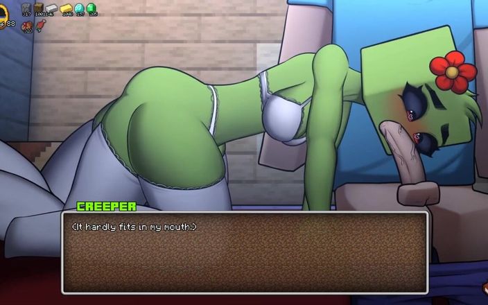 Visual Novel Collect LoveSkySan: Minecraft Horny Craft - Parte 28 Creeper in lingerie! Pompino poV di...