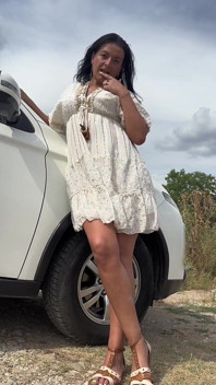 White Dress in the Wind - Teasing Legs, Ass & a Naughty Peek