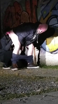 Outdoor Exposure Girl Licks Guy's Ass