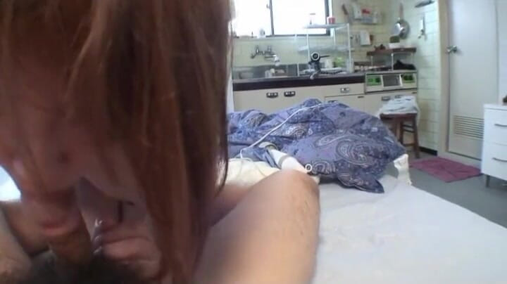 Time To Jerk Off: Hairy pussy Japanese babe gets fucked on her bed