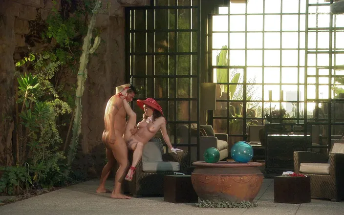 Villa outdoor fun: Boink a stepdaughter in the evening, and her hot mother...