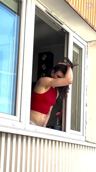 Trans Girl Stripping Just for You in the Window
