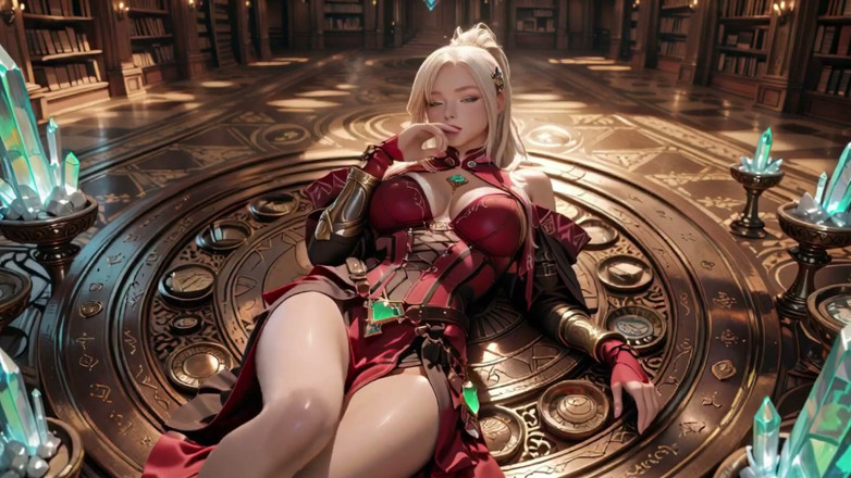 Seraphina Vale: Phù thủy áo giáp đỏ &amp; đen! Diễn viên bị cấm trong thư viện...