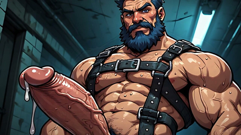 Erotic Man: Erotic Ai Art Burly Men in Leather Harnesses