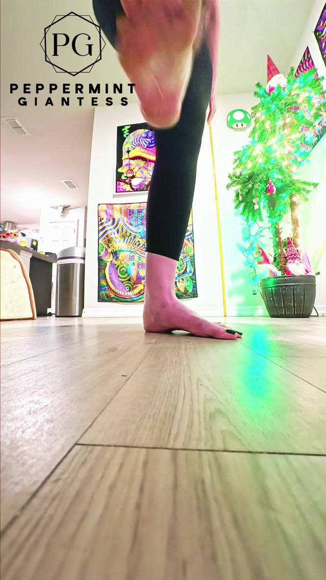 67 Giantess Size 16 Barefoot Stomp Destruction in Slow Motion (Peppermint Giantess)
