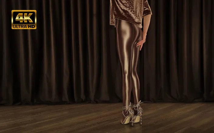 Shiny teens: 822 Shiny Brown Leohex Pantyhose