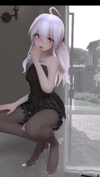 [mmd] slabý čokoládový krém černé hedvábné šaty anální serra korálkový vzor obscénní