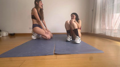 scarlettandc: Two Girls Wrestle in Sneakers and Underwear