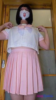 Sissy Kanisa's Fitting Room: Try on Pink Seifuku (japanese Sailor College Uniform)