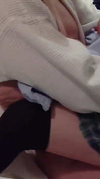 My Pussy Was Tingling, so I Got on Top and Put My Dick in Myself. Creampie While Wearing a Schoolgirl Uniform. Amateur.