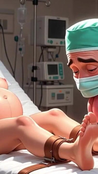 Doktorka líže těhotné nohy na operačním sále - fetišová relace