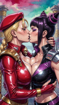 Cammy and Juri Kissing (ai)