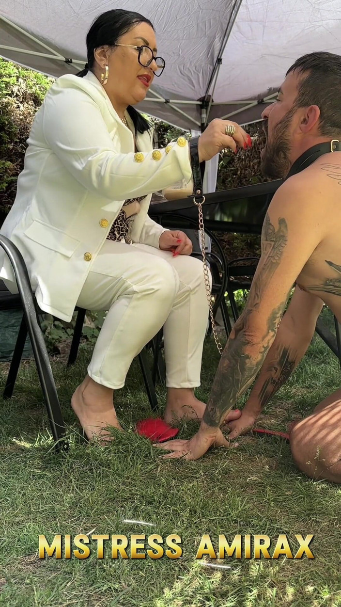 MistressAmiraX: My Human Ashtray in the Yard - Mistress Always in Control