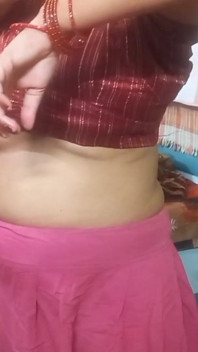 穿着红色纱丽服的非常漂亮的印度哥