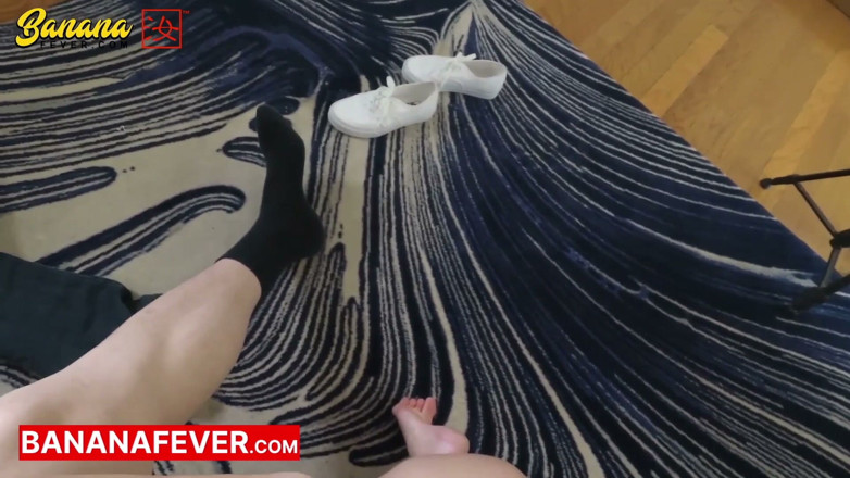 Banana Fever: POV Asian Guy Facial on Skinny Petite Brunette After Park...