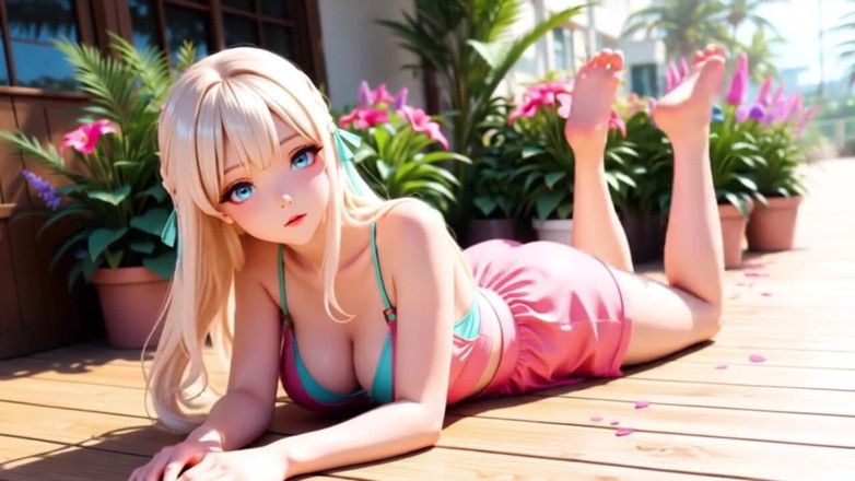 Tay Swift X: Blonde Beautys Private Masturbation on Sunny Tropical Terrace From Shy...