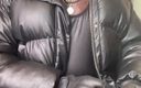 Black smoking muscle stepdad: Fresh Latex and Leather Puffa Jacket Smoking Session