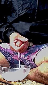 I'm Cumming on the Beach and Collect All the Ejaculation in a Bowl