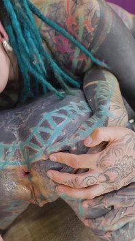 FFM Tattoo Threesome with Two Alternative Teens