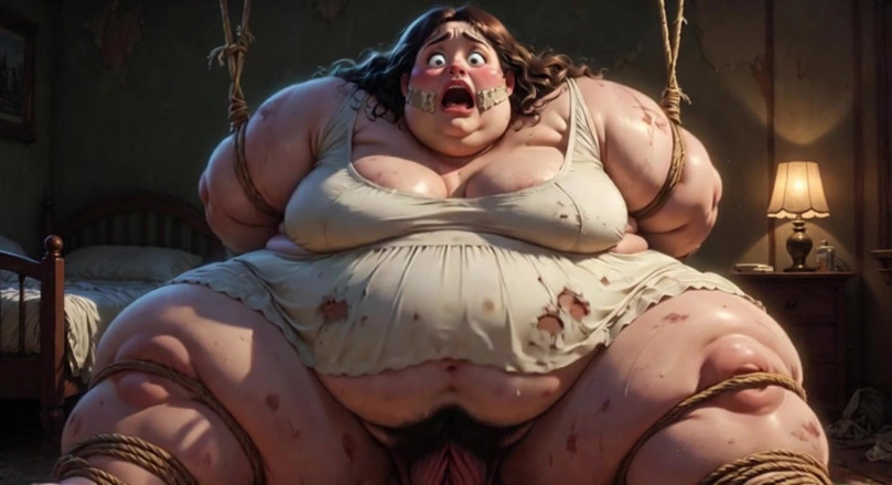 Anime Hentai: Panenská tlustá SSBBW svázaná - vyděšená a prosící o ptáka v...