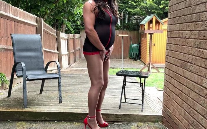 Kellycd2022: Sexy Crossdresser Kellycd2022 in Sexy Mini Dress Pantyhose and Heels
