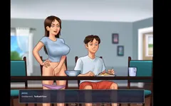 Summersaga üvey kız kardeş yemek masasında oynaşıyor.