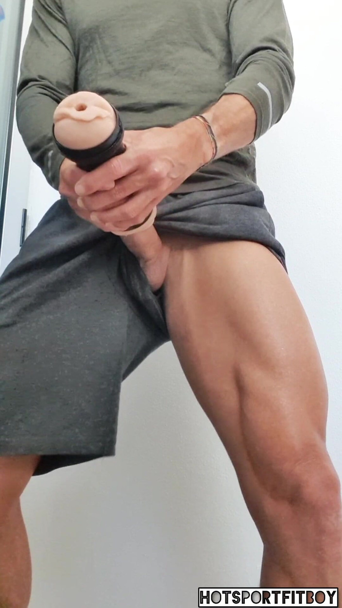 Hotsportfitboy: Risky Window Masturbation Leads to a Cumshot Inside a Fleshlight