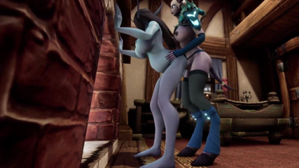Wraith Futa: Shemale Demon kongkek elf hamil di hadapan pendiangan