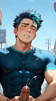 Mira a tipos musculosos, cachondos y de pelo azul adorando en las calles de Kyoto en el mejor porno gay xxx!